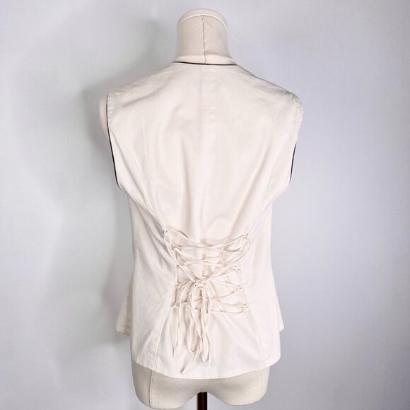 Anne Fontaine - Cream zipper bustier w/ lace-up back - Picture 5 of 10